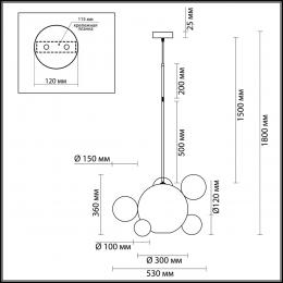 Odeon light 4640/12LB L-VISION ODL20 329 золотой/прозрачный Подвес LED 4000K 12W 220V BUBBLES  - 2 купить